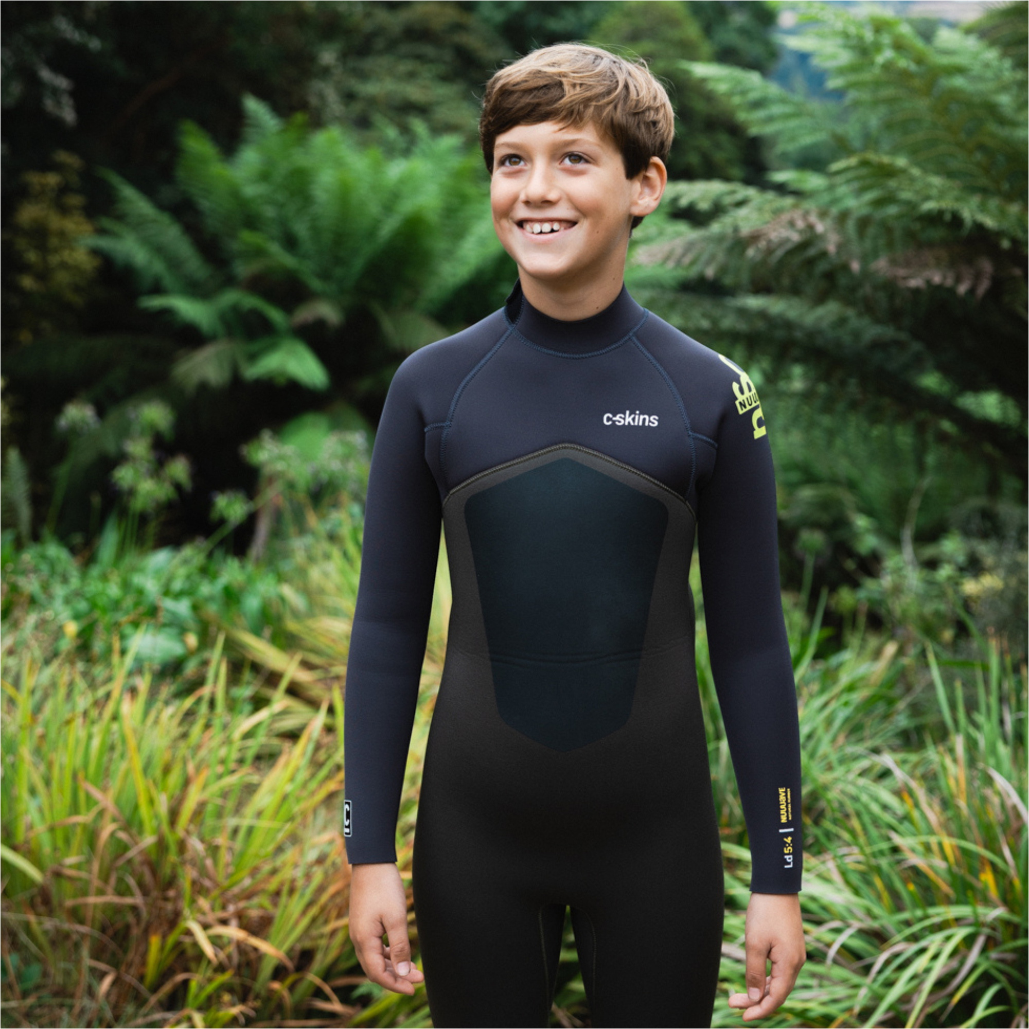 2026 C-Skins Junior Nuwave Legend 5/4/3mm Back Zip Wetsuit C-NLE54JBZ - Olive / Meteor